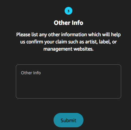 Amazon Music For Artists : 1. La demande d’accès, vue 4