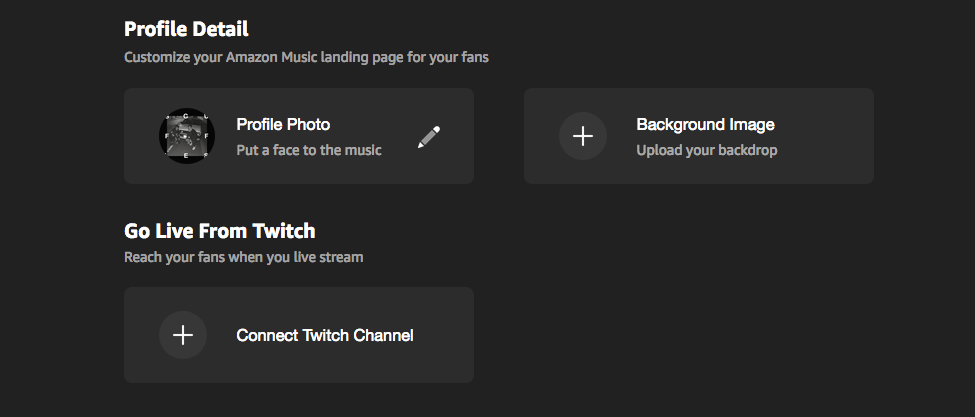 Amazon Music For Artists : 3. Modification de ma page artiste Amazon Music