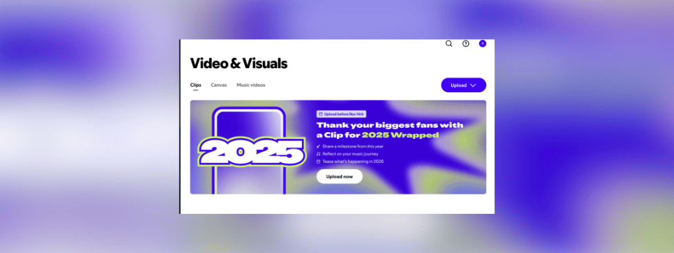 🎬 Habla con tus fans como nunca antes con tu Clip Wrapped 2025Cada año, Spotify Wrapped celebra tu recorrido y a tus fans.Esta vez, puedes hacerlo aún más personal con tu Clip Spotify Wrapped 2025.