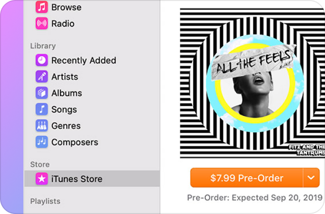 página de precompra en itunes
