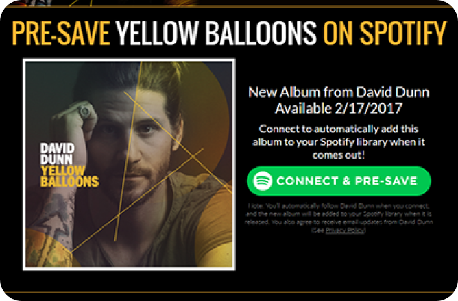 página de precompra en spotify