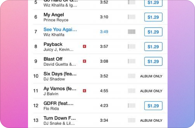 páginas de precios de itunes